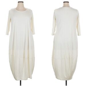 Love In Creme Linen Blend Oversized Midi Dress Sz S Lagonlook Minimalist Preppy